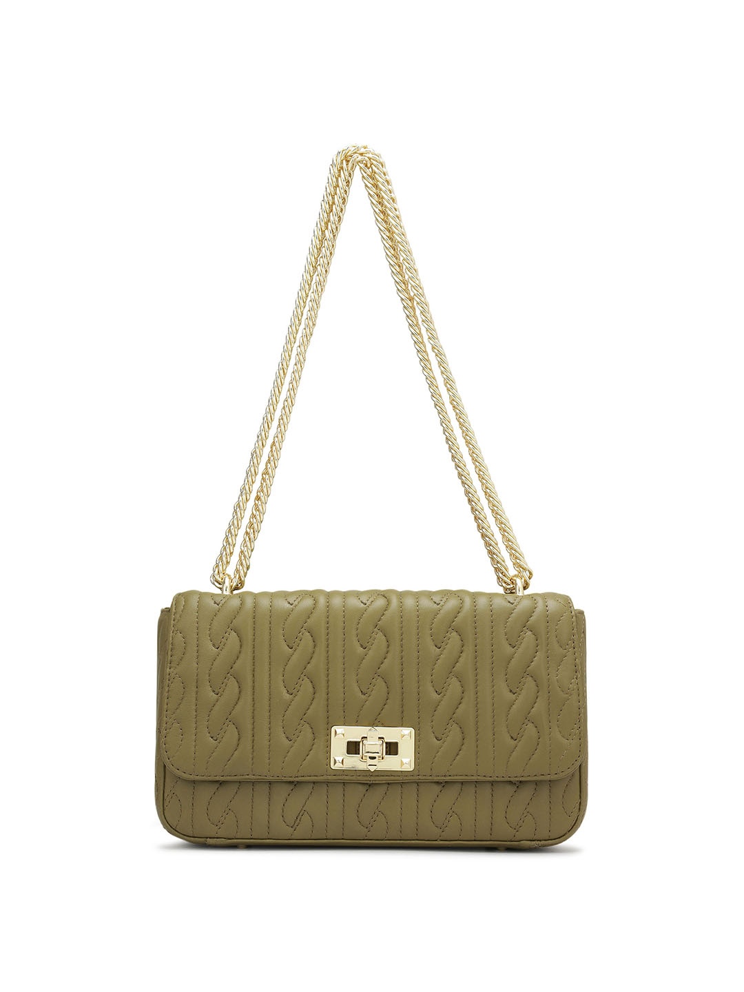 

Da Milano Leather Structured Shoulder Bag with Quilted, Green