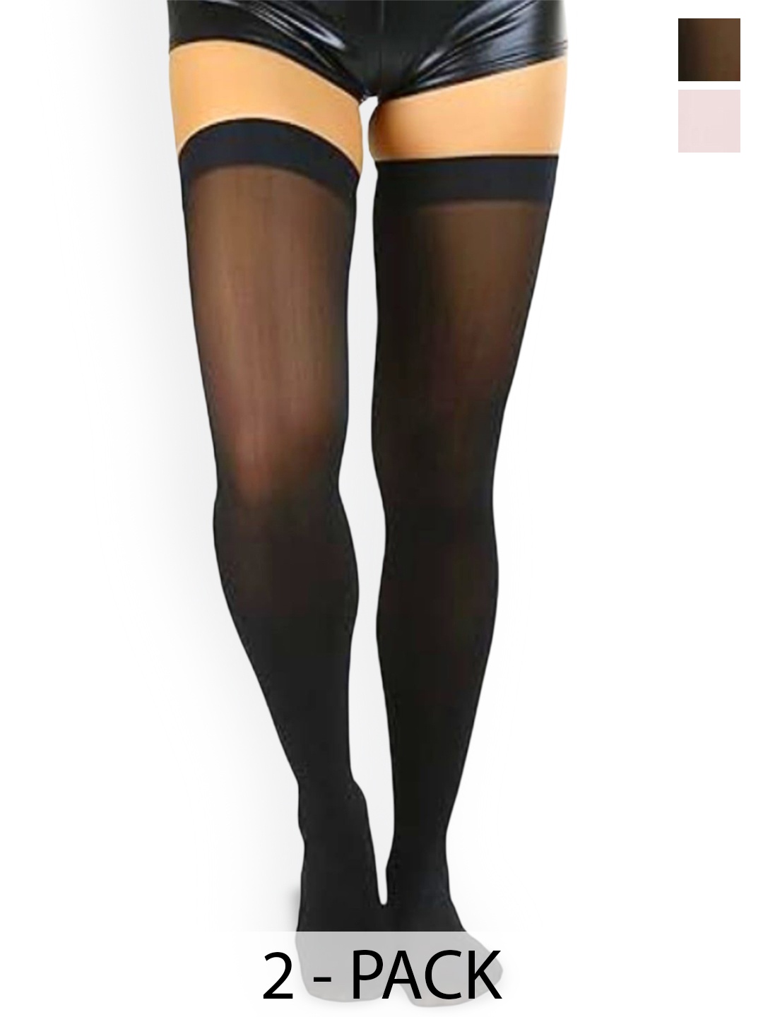 

NESKA MODA Pack Of 2 Sheer Pantyhose Stockings, Black