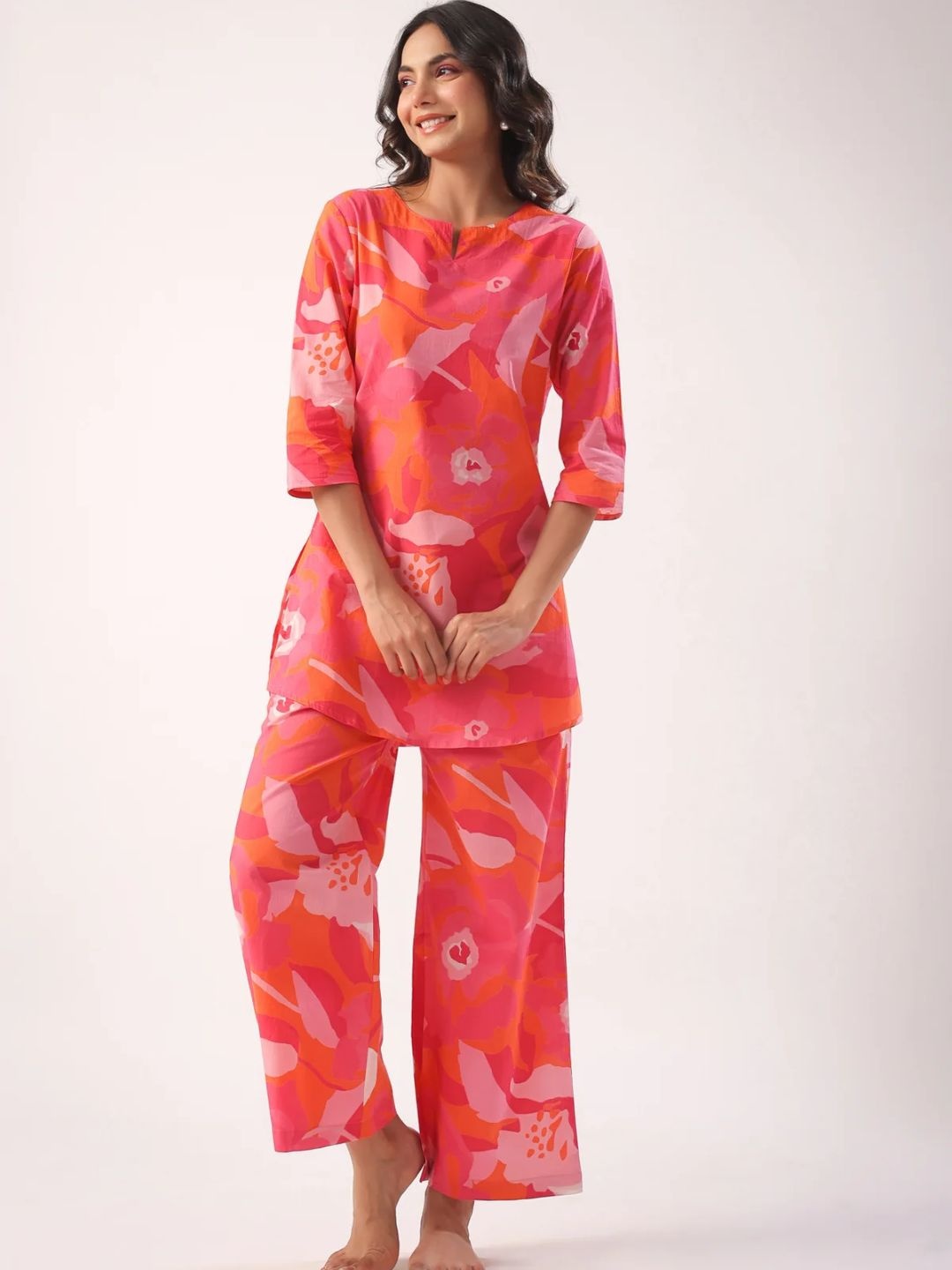 

Nyxtee Printed Tunic With Palazzo, Red