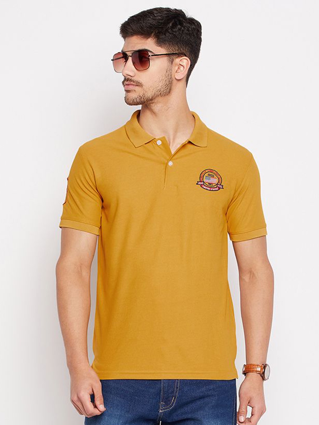 

XYRIS Men Polo Collar T-shirt, Mustard