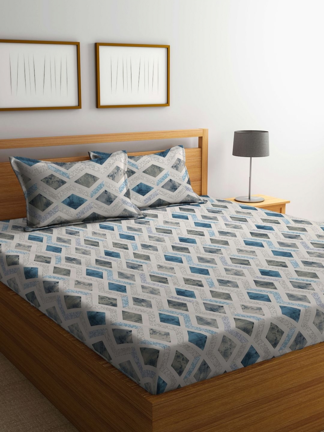 

Myntra Elegant Homes Grey Printed Pure Cotton 400 TC King Bedsheet Set 2.50m x 2.25m