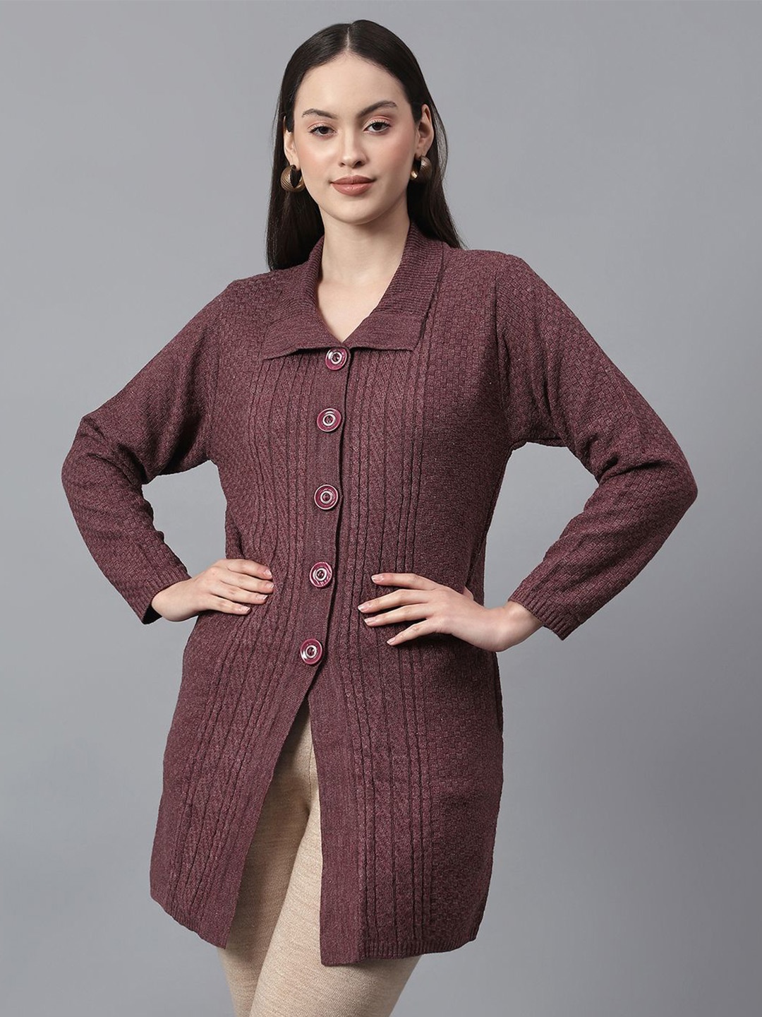 

Cantabil Women Cable Knit Longline, Pink