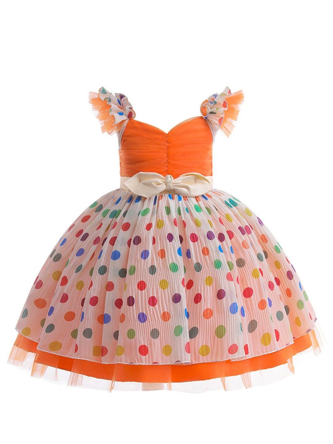 

Miss & Chief Embellished Print Georgette A-Line Dress, Orange