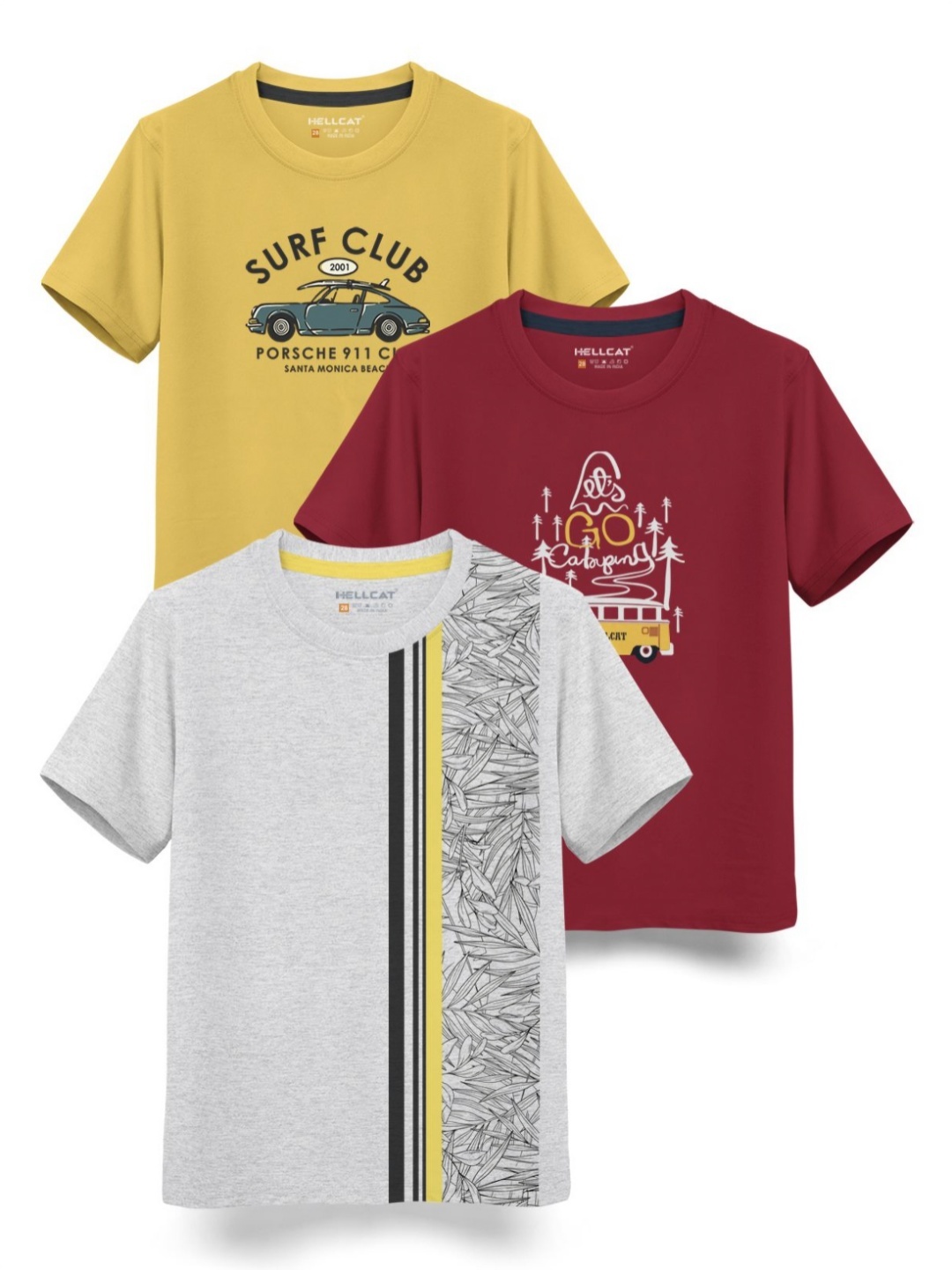 

HELLCAT Boys Typography 3 Printed T-shirt, White