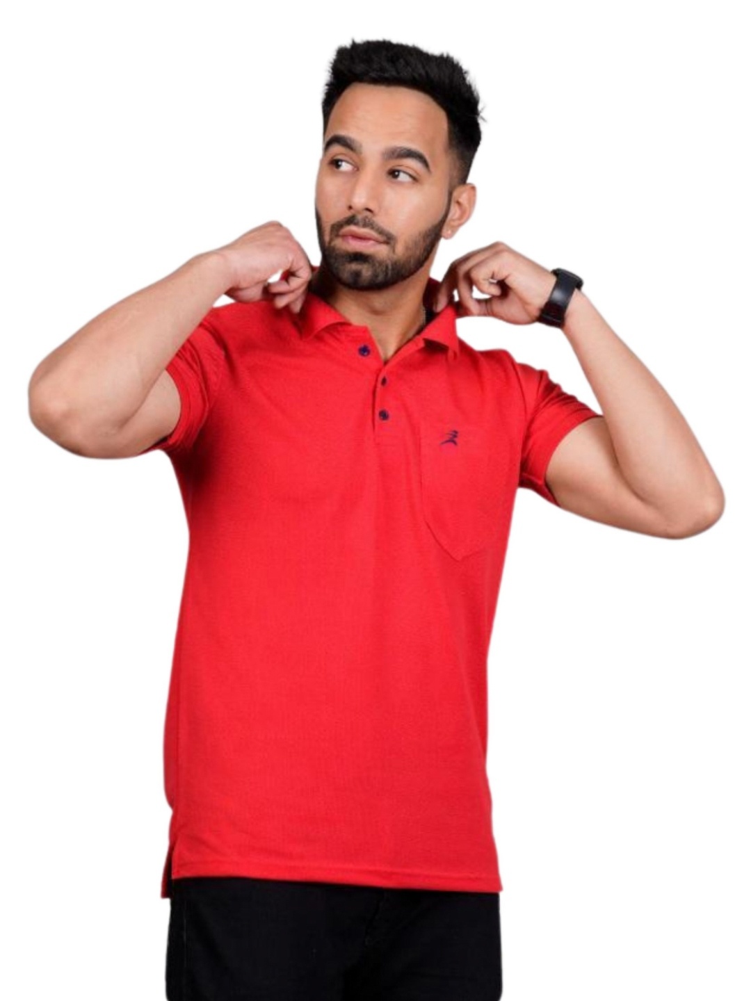 

FICKA Men Polo Collar Slim Fit T-shirt, Red