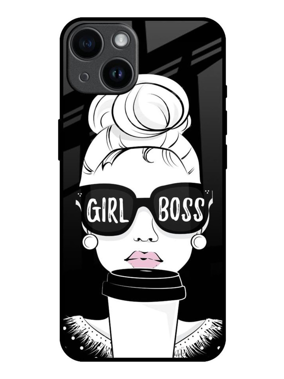 

QRIOH Quirky Printed iPhone 14 Back Case Mobile Accessories, Black