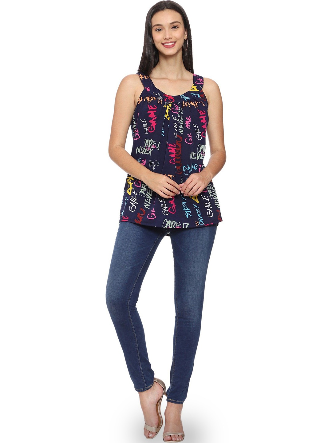 

ROARERS Floral Print Crepe Top, Blue