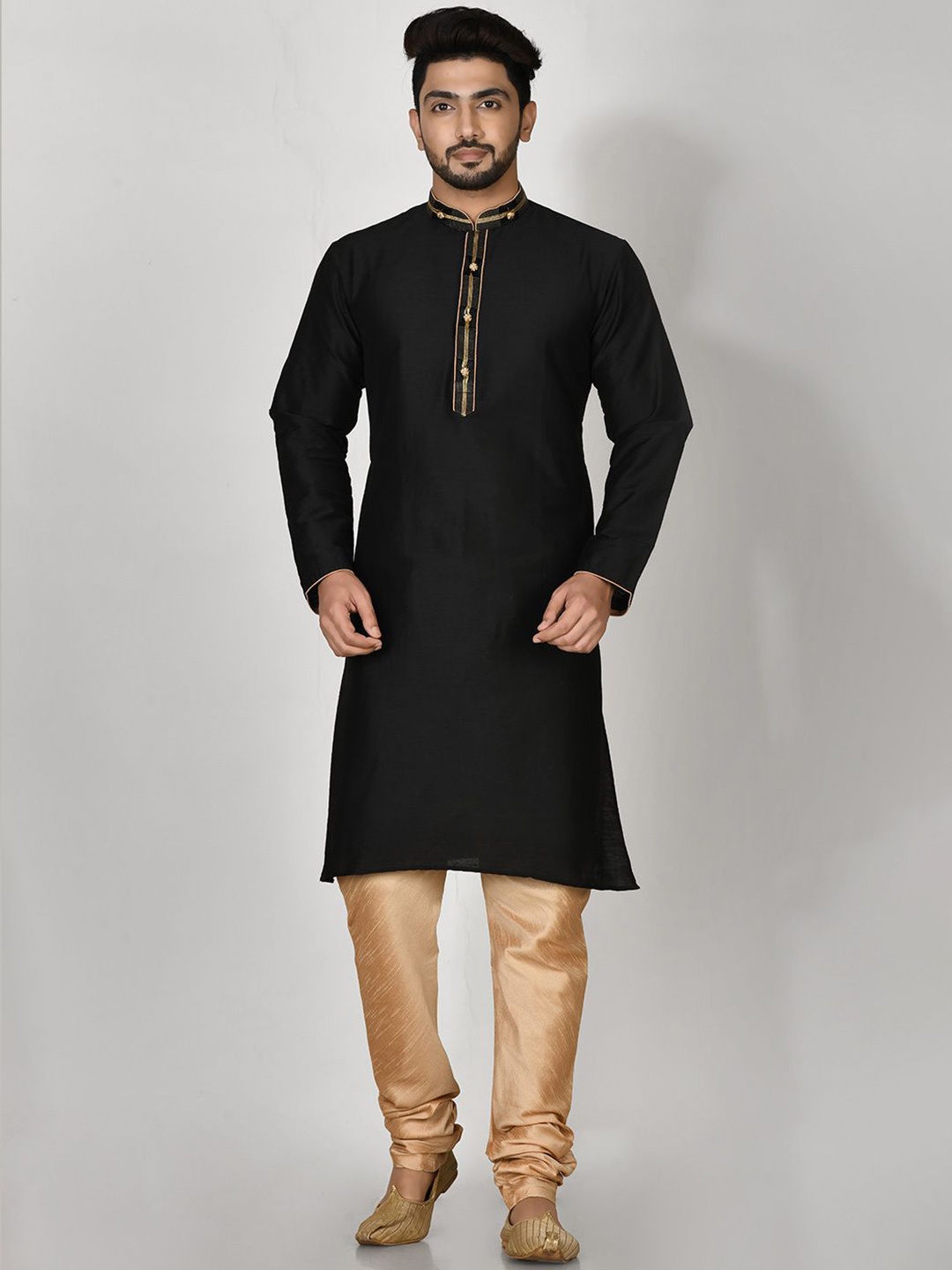 

RANAK Men Regular Kurta with Pyjamas, Black