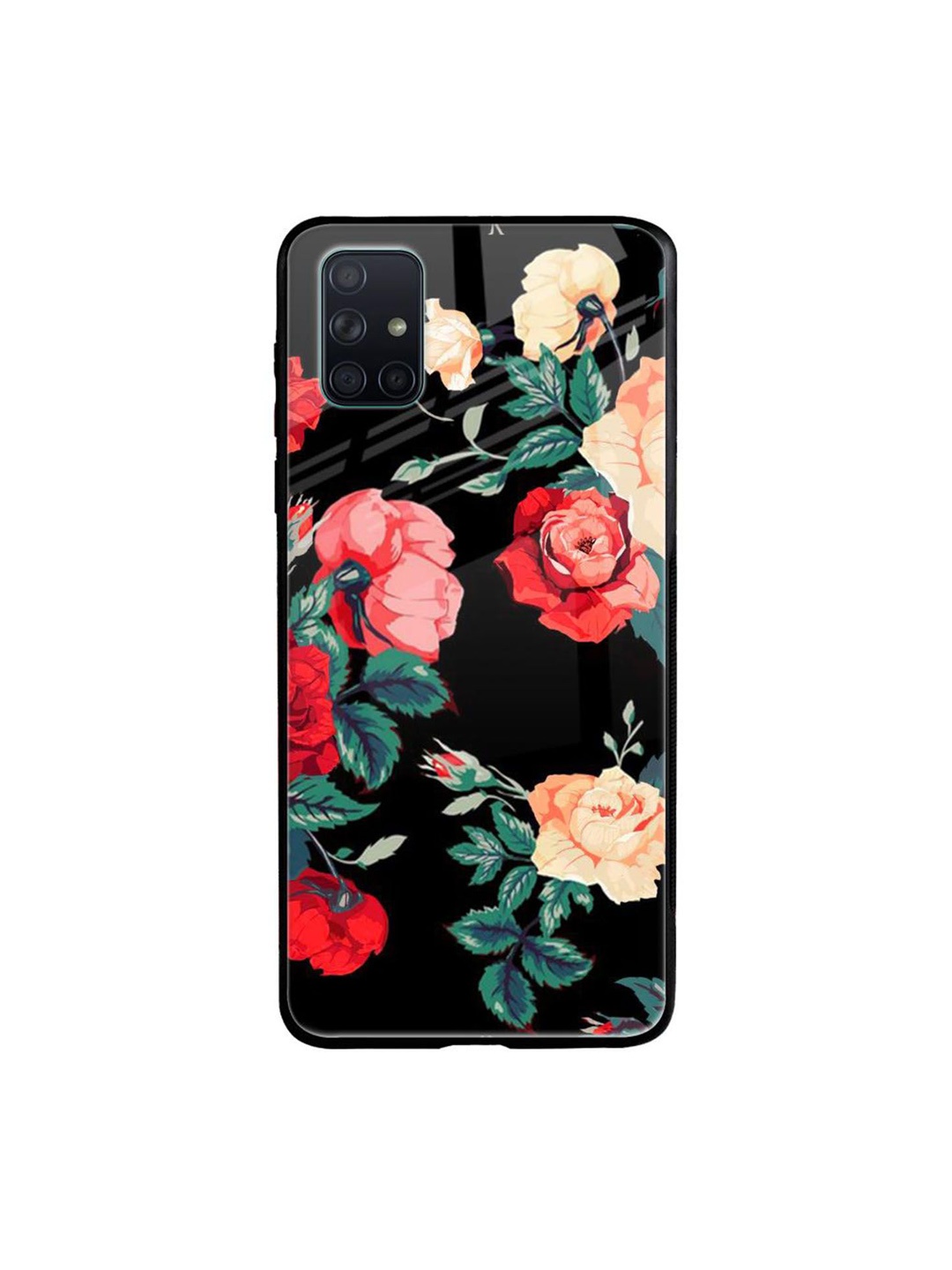 

QRIOH Floral Printed Samsung Galaxy A71 Back Case Mobile Accessories, Black