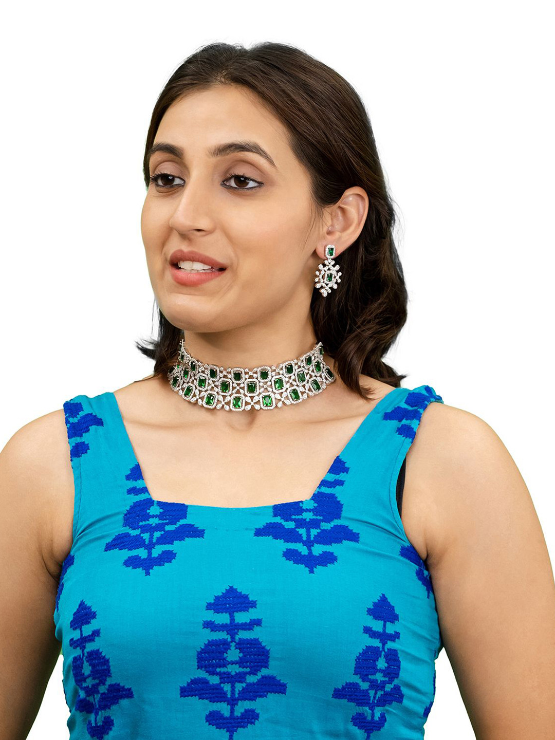 

Shining Jewel - By Shivansh Silver Plated Cubic Zirconia & AD StuddedJewellerySet