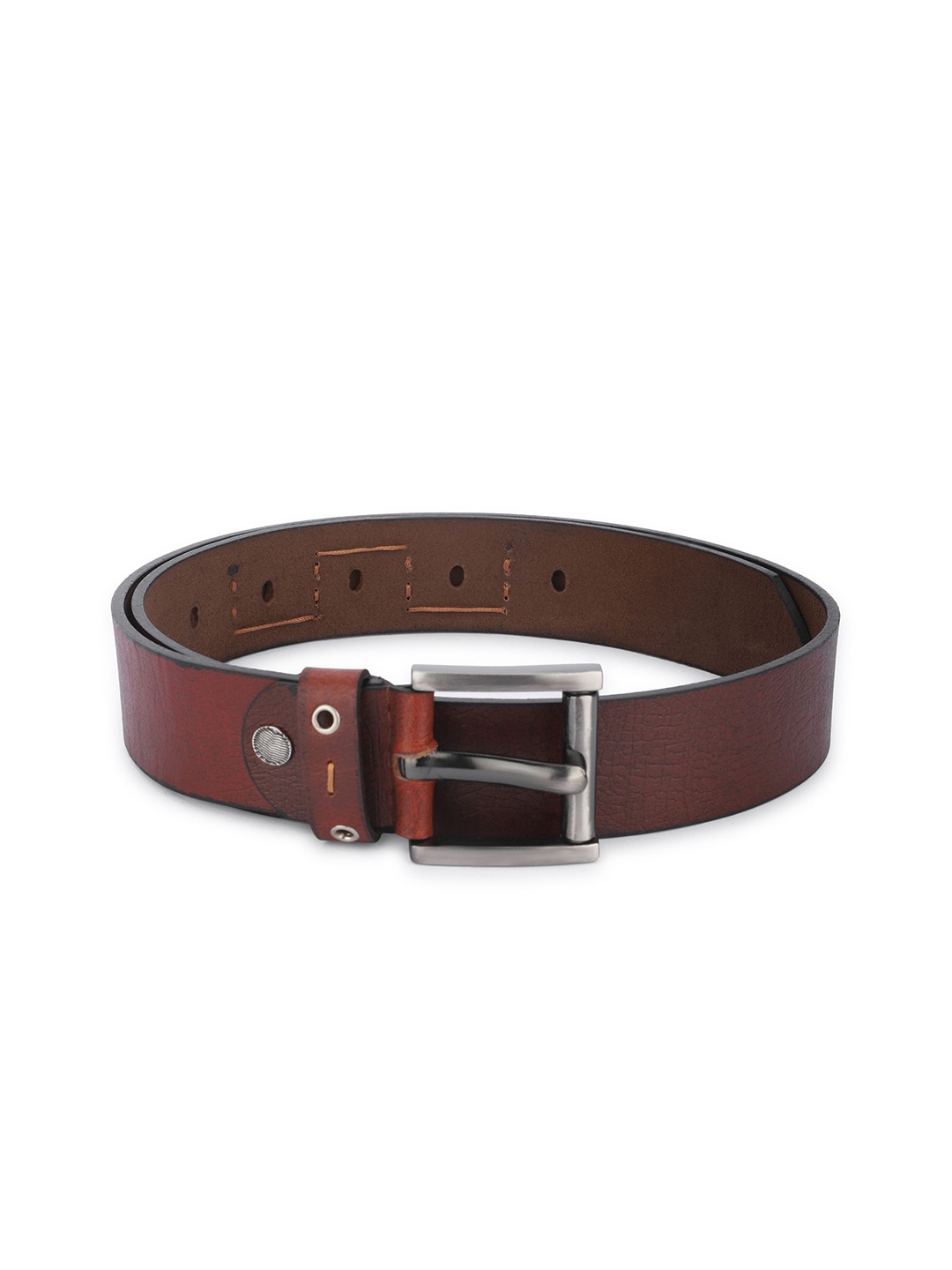 

WROGN Men Textured Leather Belt, Brown