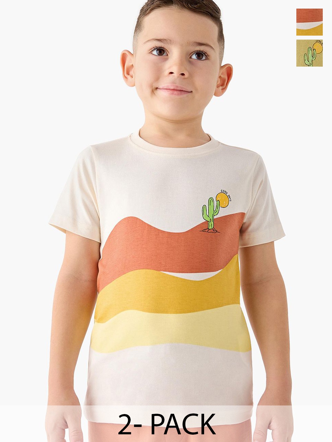 

Juniors by Babyshop Boys Set Of 2 Printed T-shirt With Shorts, White