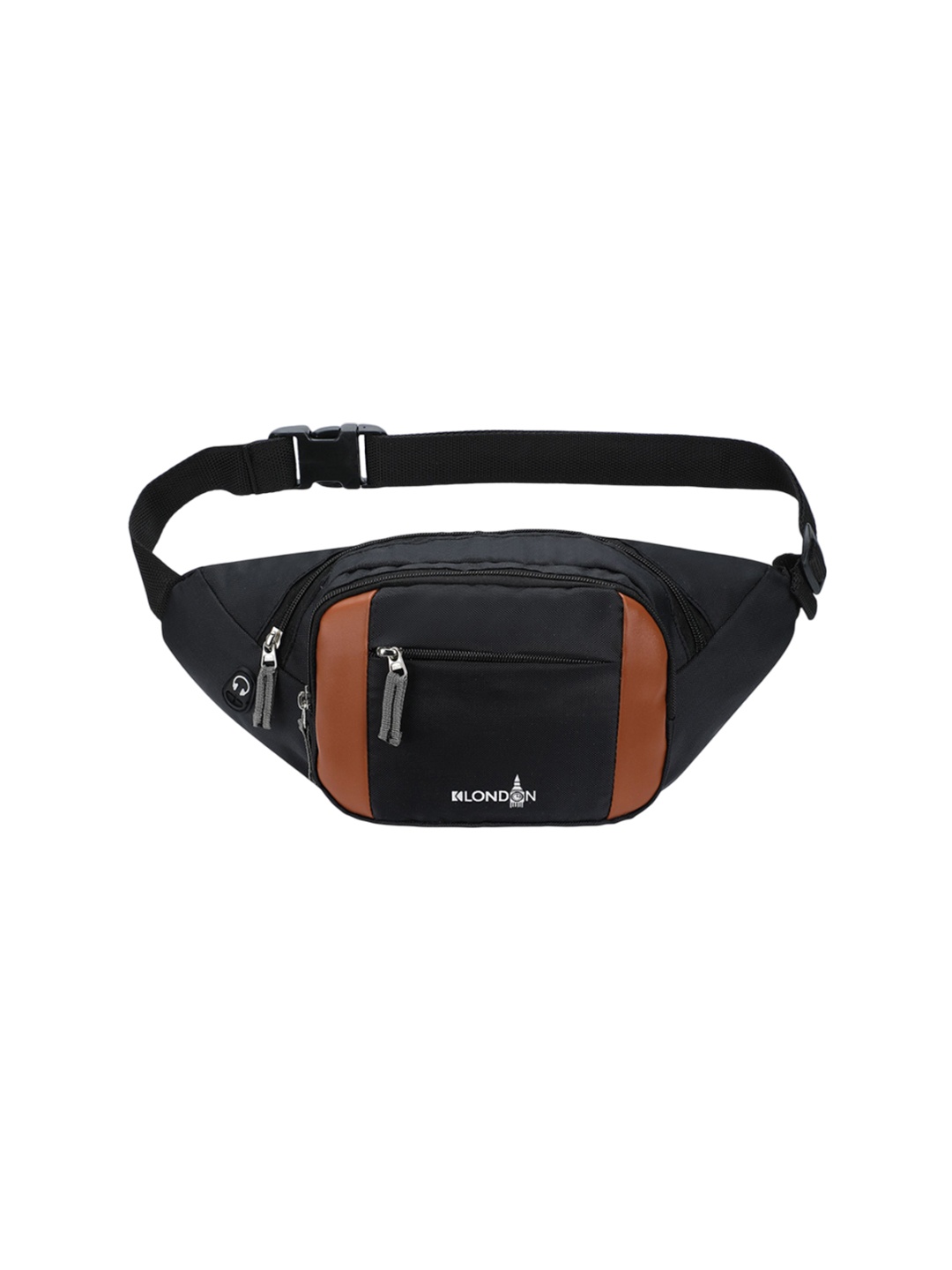 

K London Colorblocked Belt Stylish Waist Pouch, Black