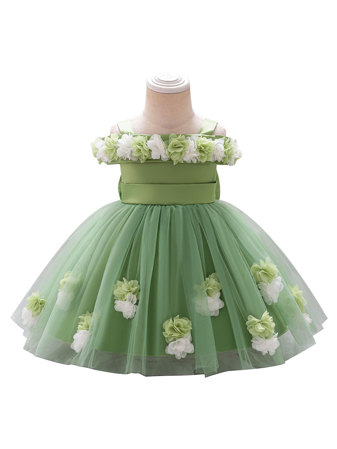 

StyleCast x Revolte Choker Neck Ruffled A-Line Dress, Green