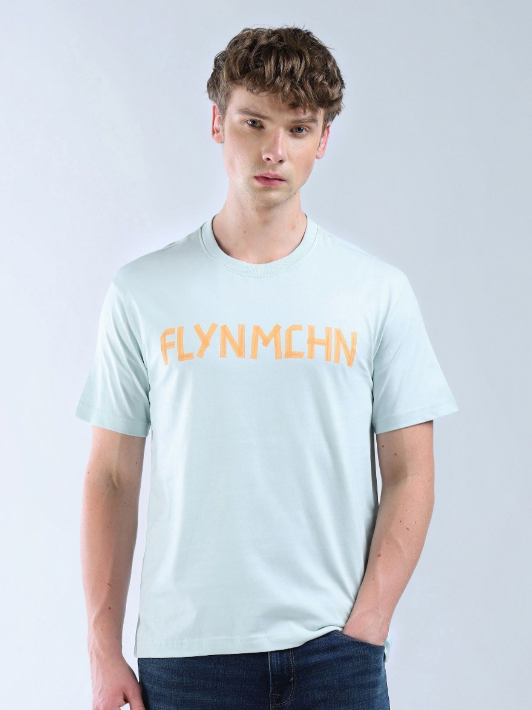 

Flying Machine Men Brand Logo Printed Pockets T-shirt, Blue