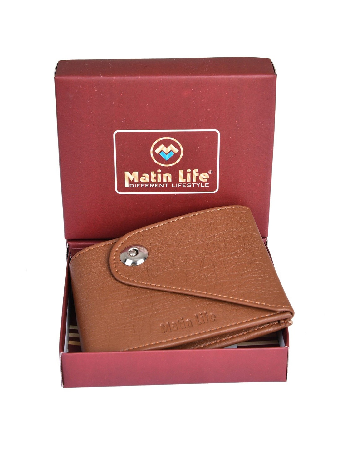 

MATIN LIFE Men PU Two Fold Wallet, Tan