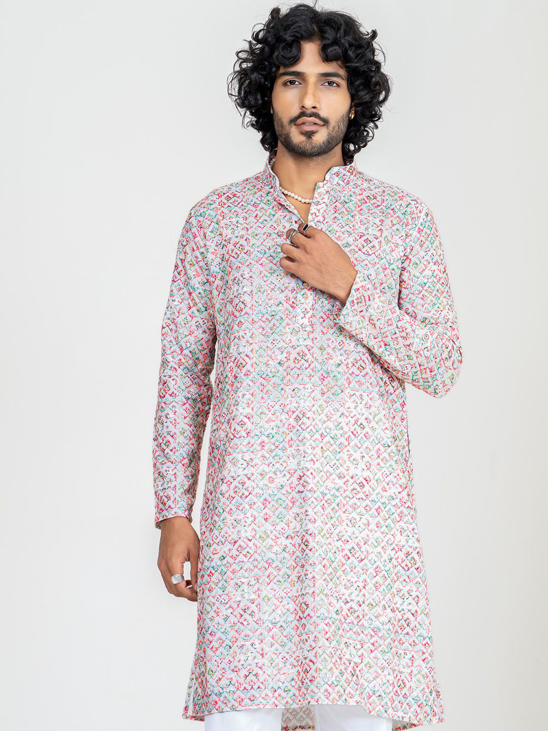 

Tistabene Floral Embroidered Thread Work Straight Kurta, White