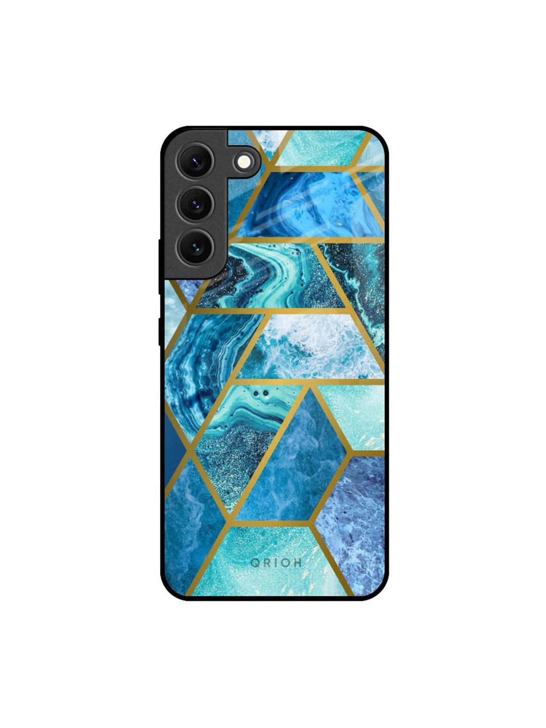 

QRIOH Geometric Printed Samsung Galaxy S22 Back Case Mobile Accessories, Blue