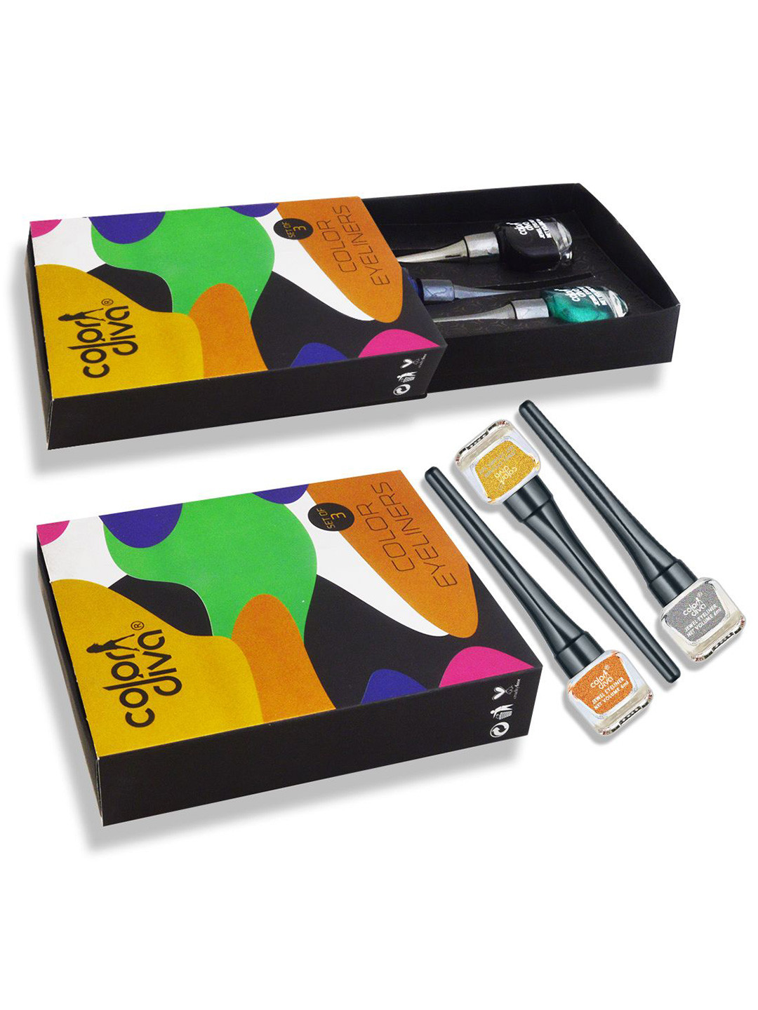 

Color Diva Jewel Set Of 3 Waterproof Long Lasting Liquid Eyeliner - 6 ml Each, Gold