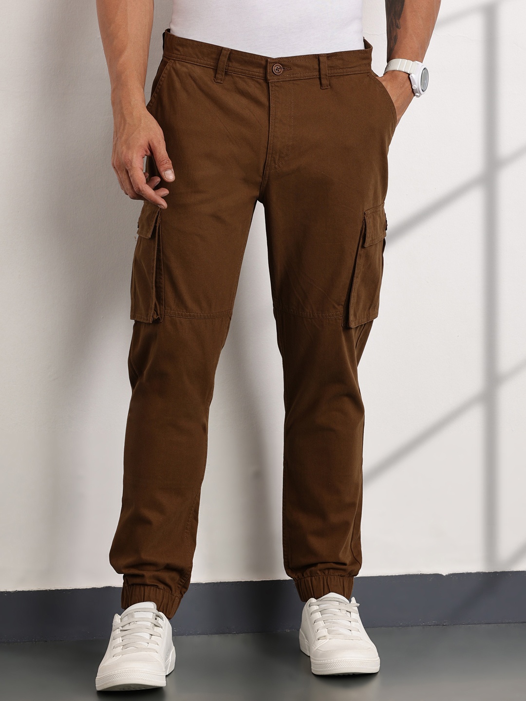 

Thomas Scott Men Smart Slim Fit Easy Wash Trousers, Brown