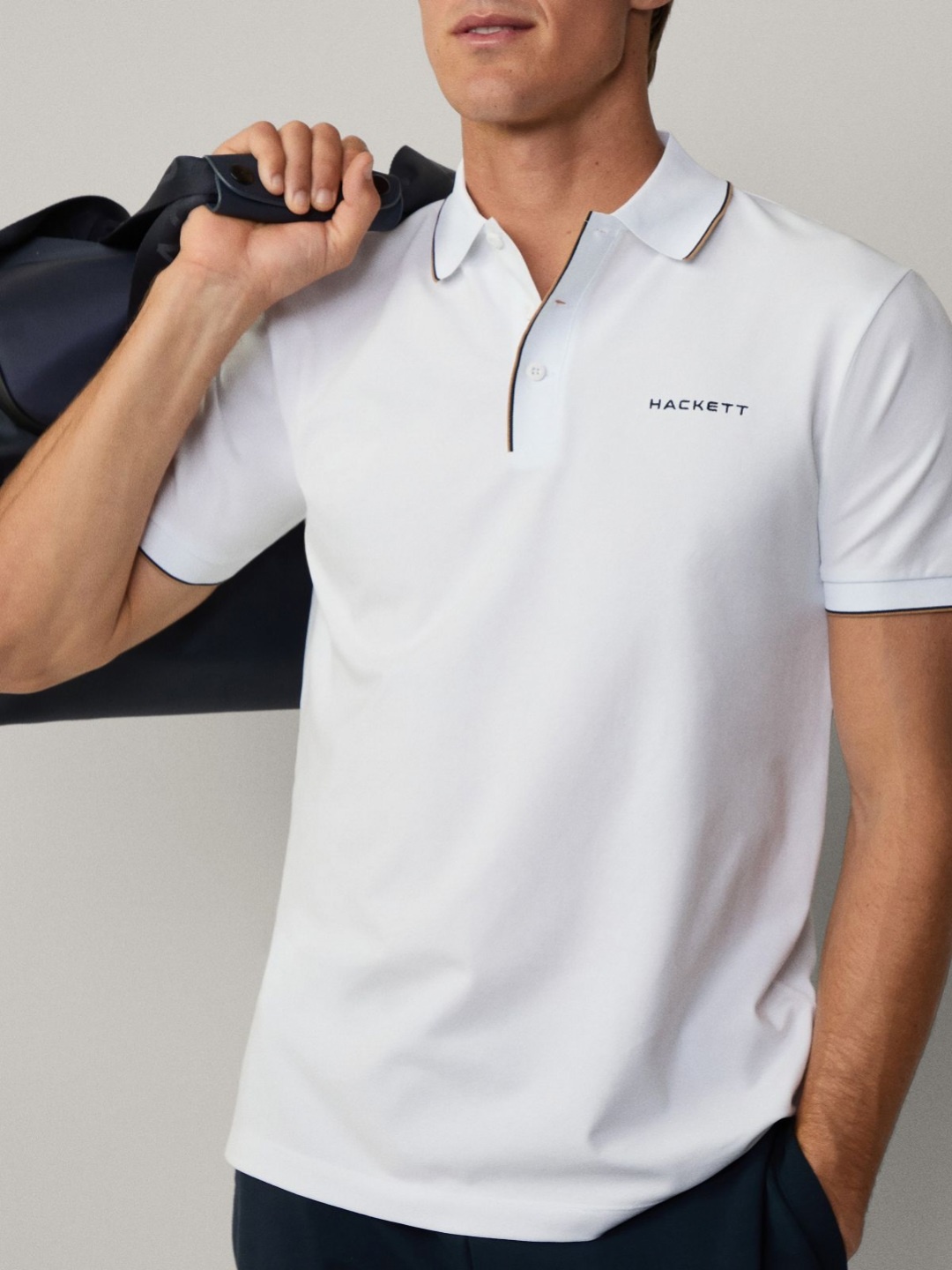 

HACKETT LONDON Men Polo Collar T-shirt, White