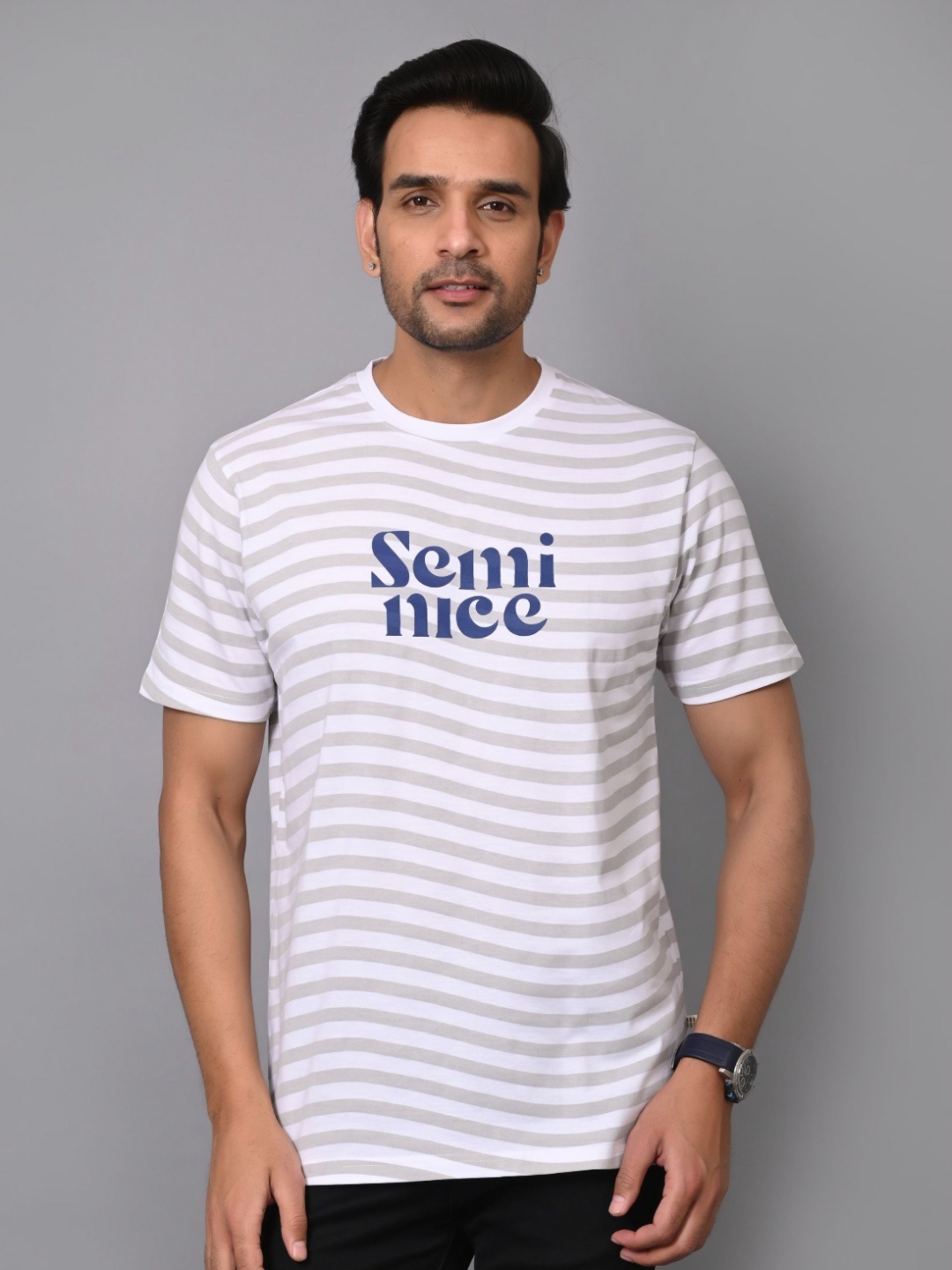 

ARBOUR Men Striped Slim Fit T-shirt, Multi