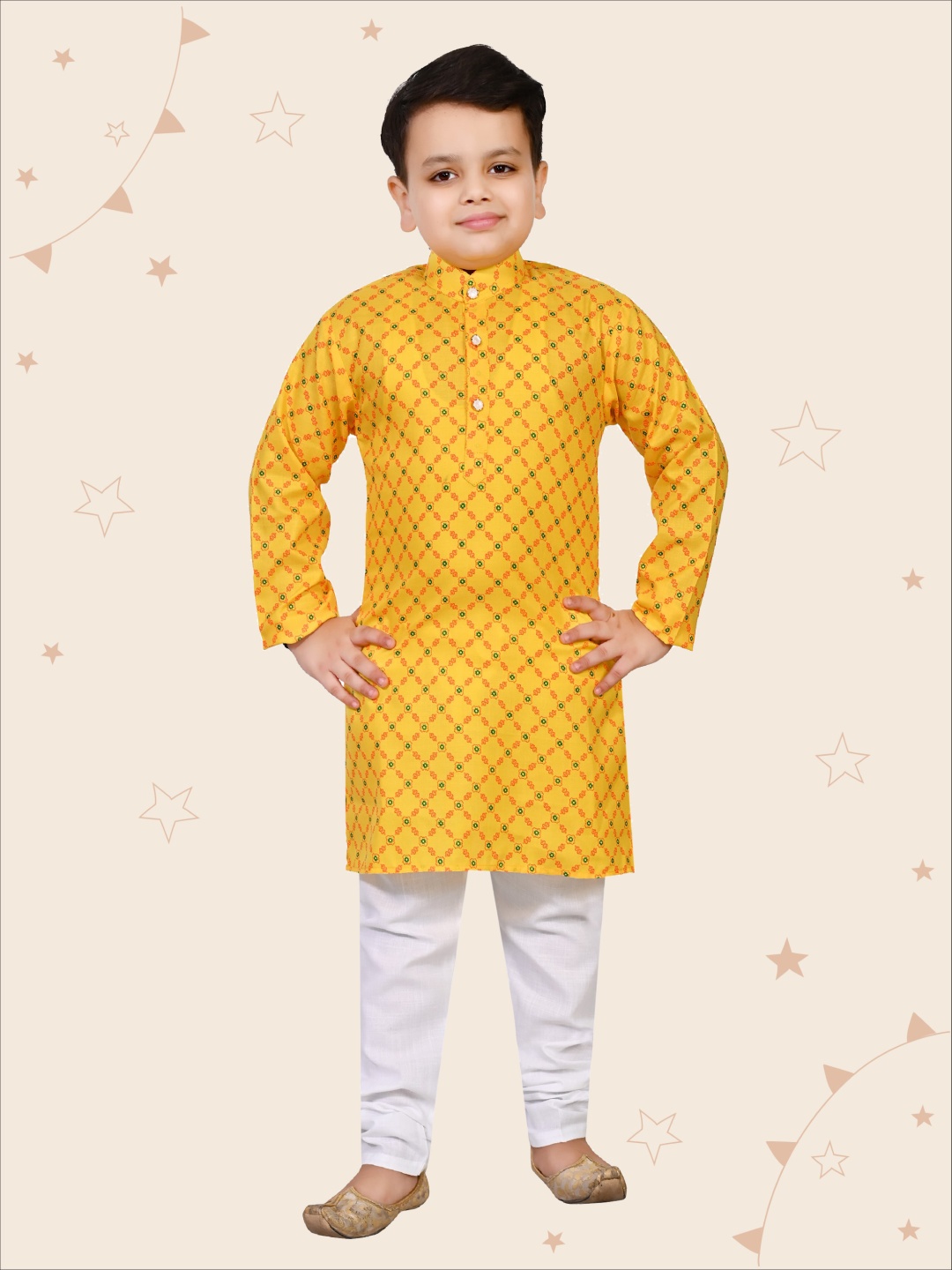 

Kidotsav Boys Ethnic Motifs Printed Regular Kurta with Pyjamas, Yellow
