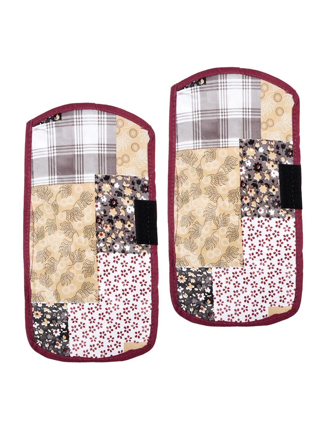 

Kuber Industries 2-Pcs Pink & Brown Printed Fridge Handle Cover, Maroon