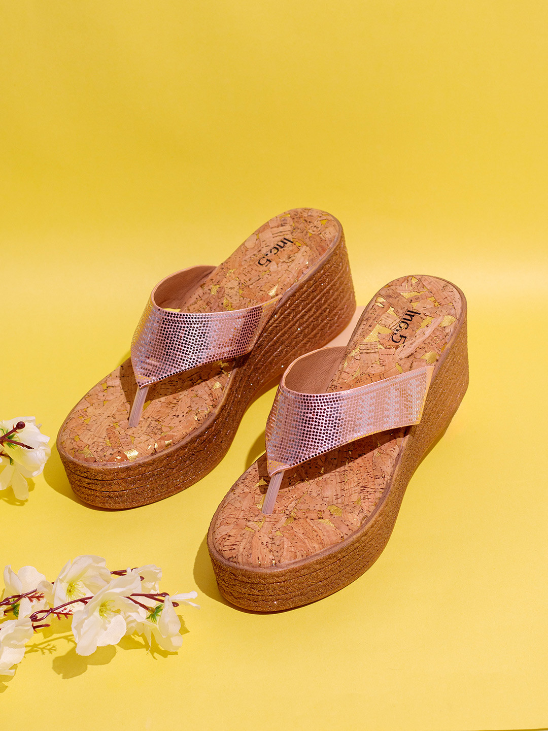 

Inc 5 Embellished Party Wedge Sandals, Rose gold