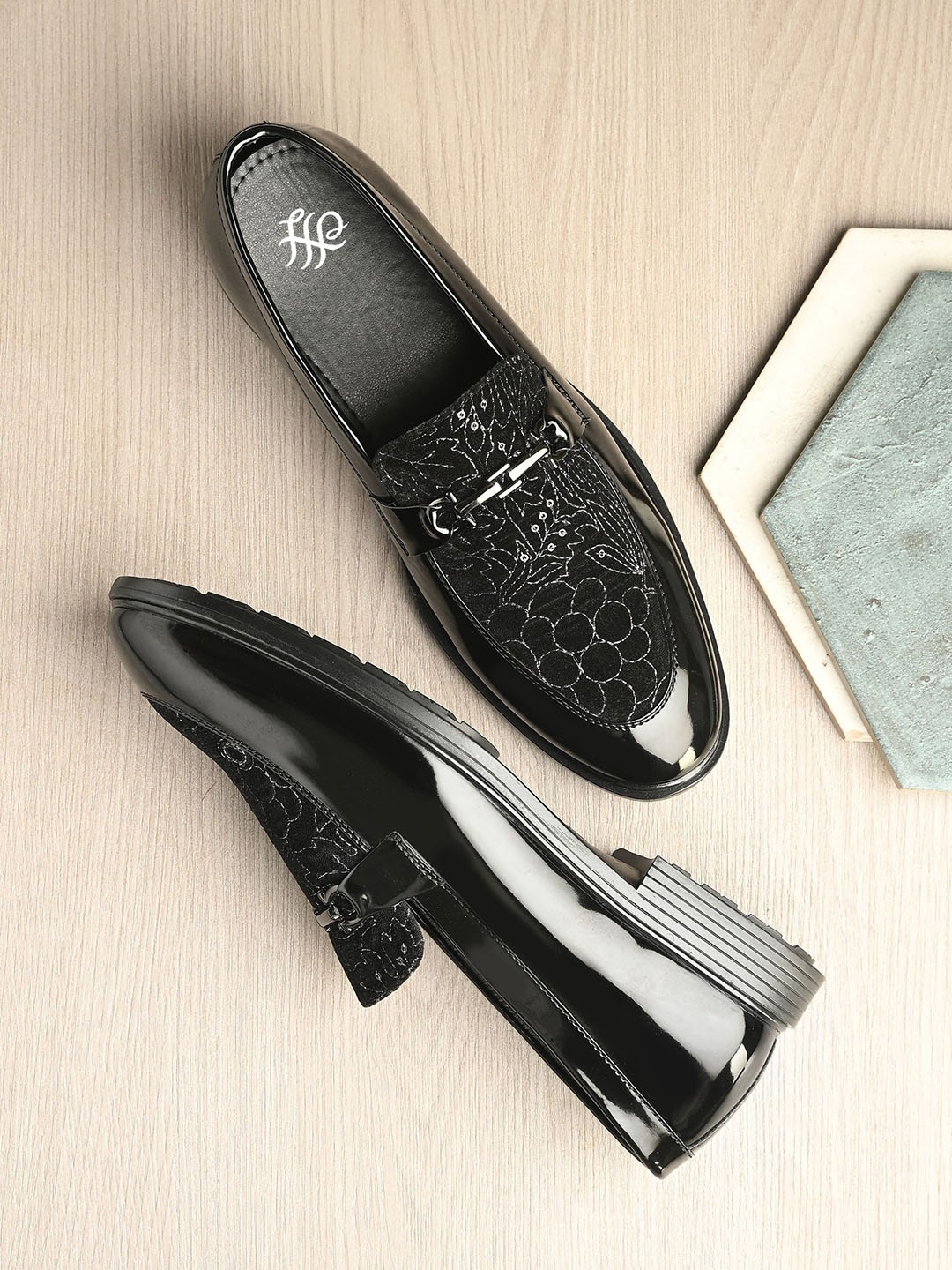 

House Of Pataudi Men Formal Slip On Loafers, Black
