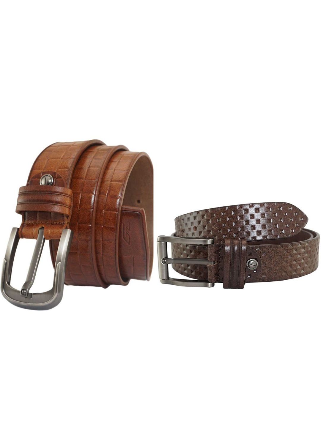 

GIL Men Textured 2 Leather Belt, Tan