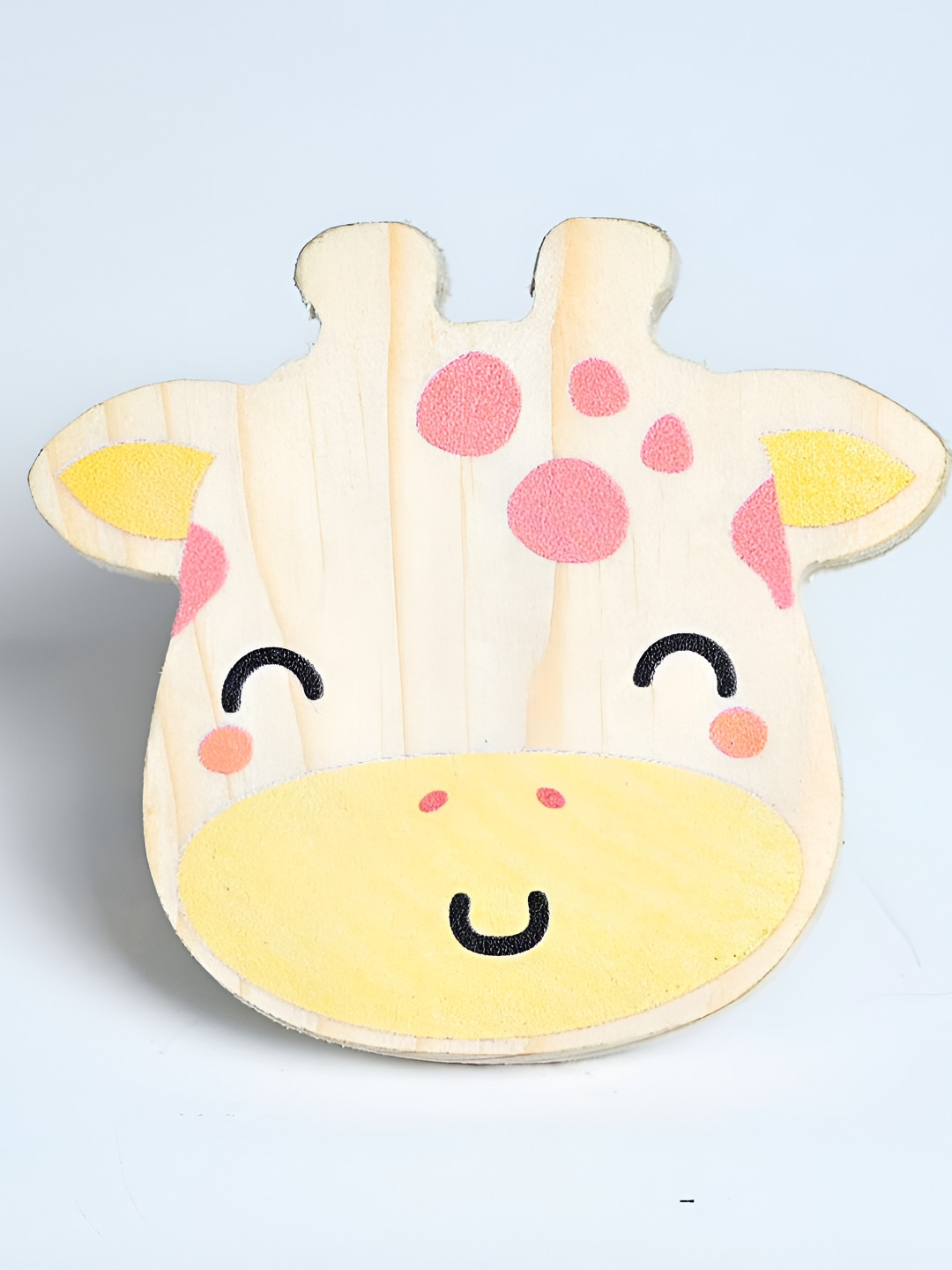 

Pinch of Pretty Yellow & Pink Giraffe Face Printed Wooden Knob