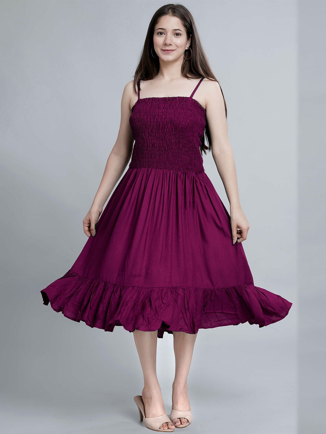 

Handish Crepe Fit & Flare Dress, Purple