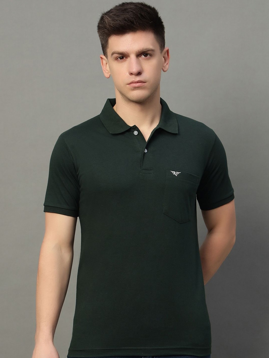 

XYRIS Men Polo Collar T-shirt, Olive
