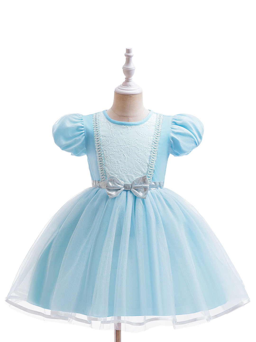 

StyleCast x Revolte Puff Sleeve Net A-Line Dress, Blue