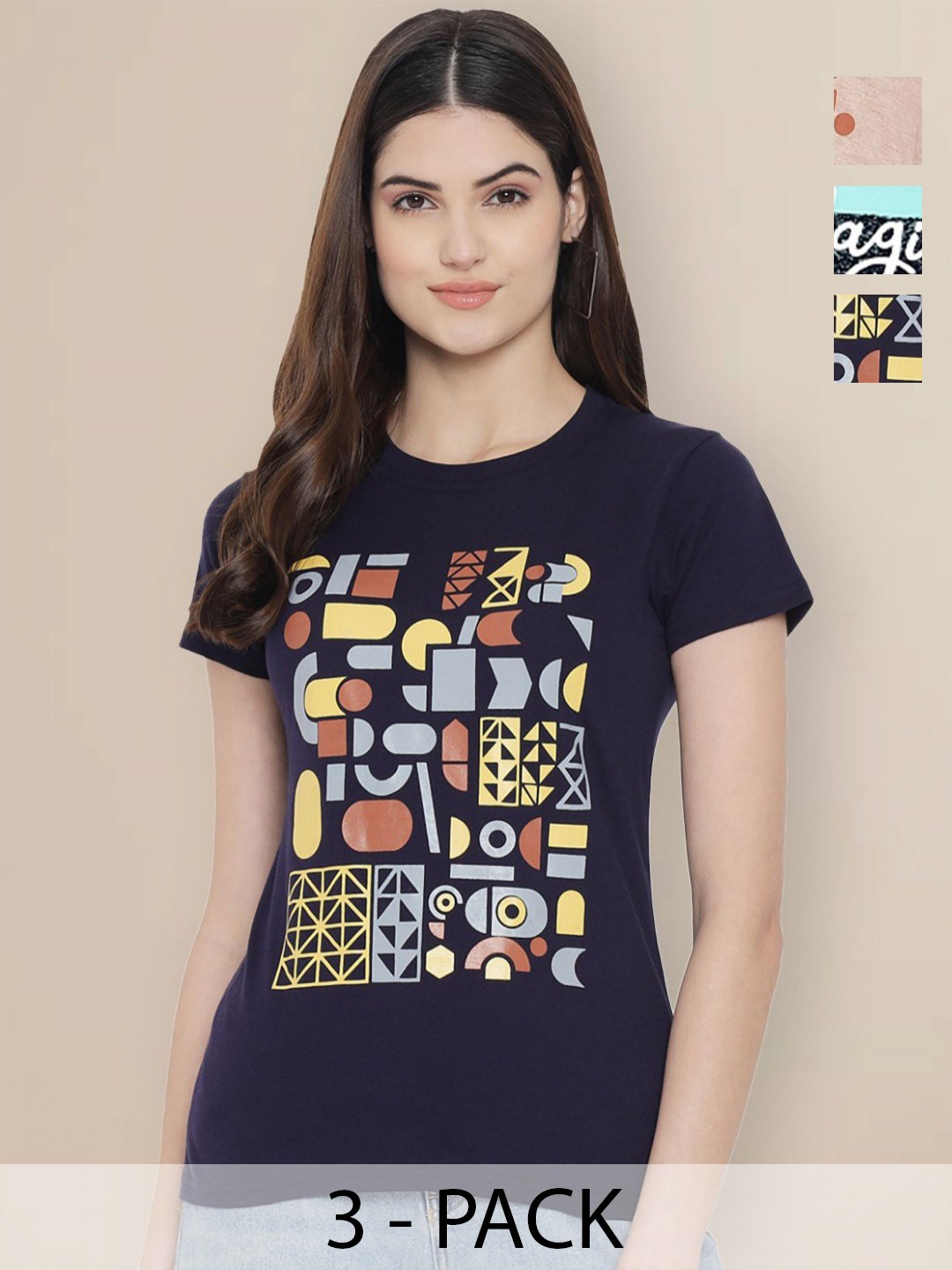 

Metronaut Women Typography 3 Printed Applique T-shirt, Multi