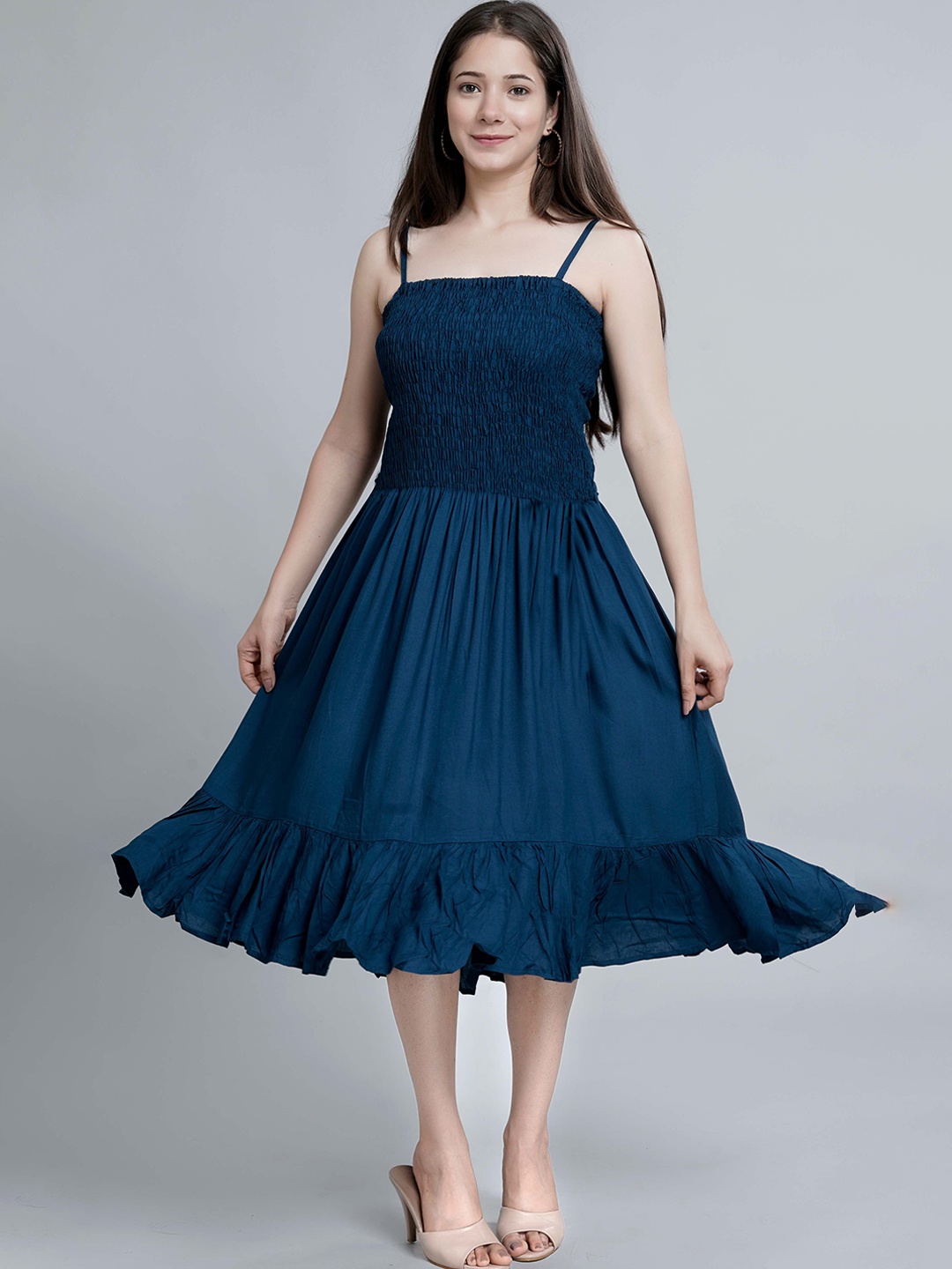 

Shedika Crepe Fit & Flare Dress, Blue