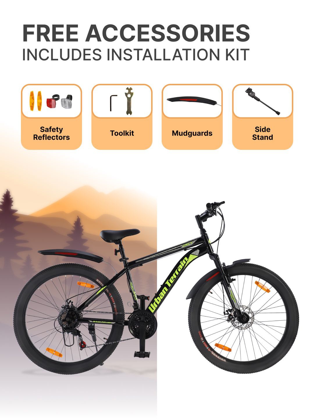 

URBAN TERRAIN Galaxy Ultra Steel 21 Speed 26T Mountain Cycle, Green