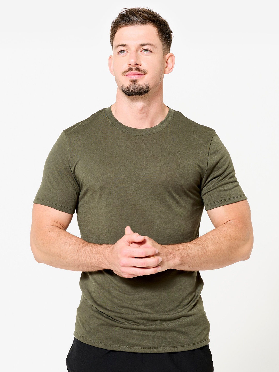 

Domyos By Decathlon Men's Slim-Fit Breathable Cross Training T-Shirt - Khaki