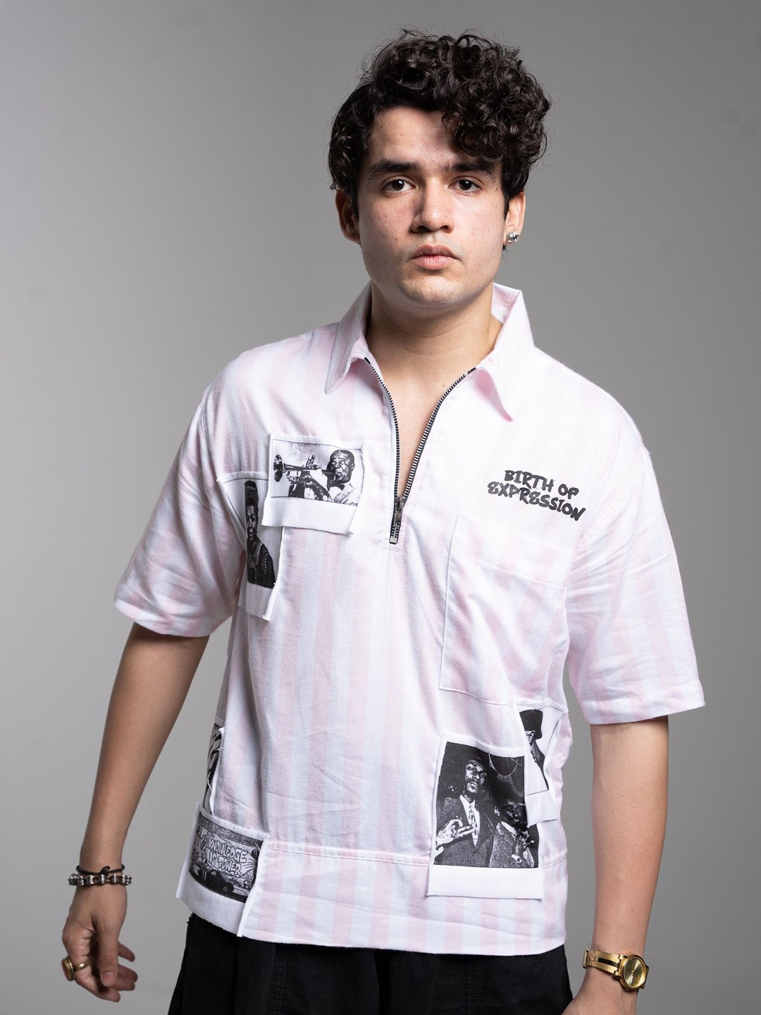 

Altstreetz Men Relaxed Opaque Striped Semiformal Shirt, Pink