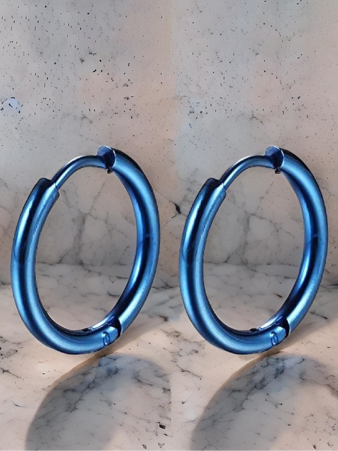 

Crazy Fashion Stainless Steel Circular Hoop Earrings, Blue