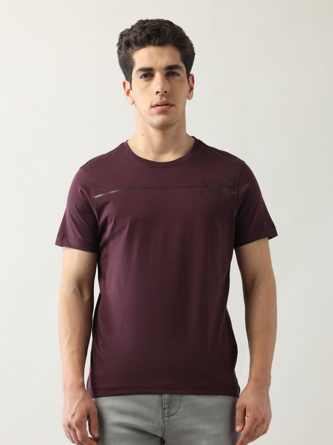 

Arrow New York Men Printed T-shirt, Purple