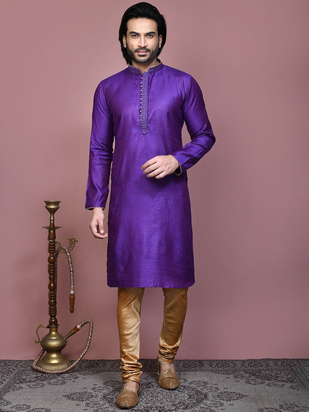 

RANAK Men Regular Kurta with Pyjamas, Purple