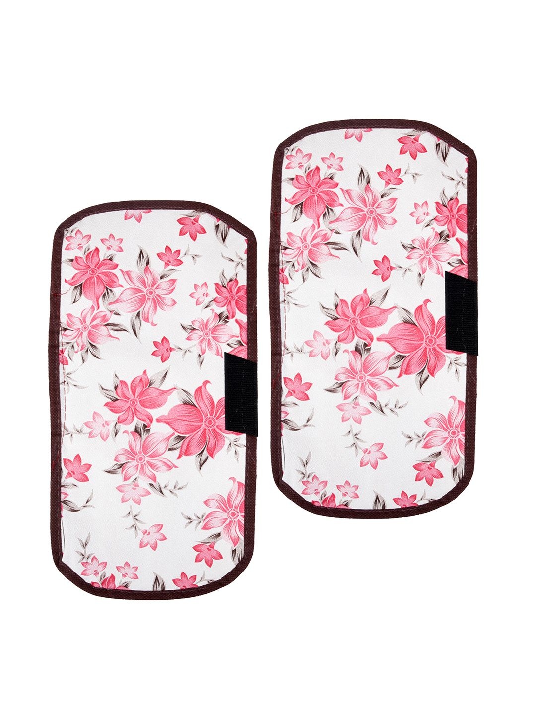 

Kuber Industries Pink & White 2 Pieces Floral Printed Fridge Handle Covers