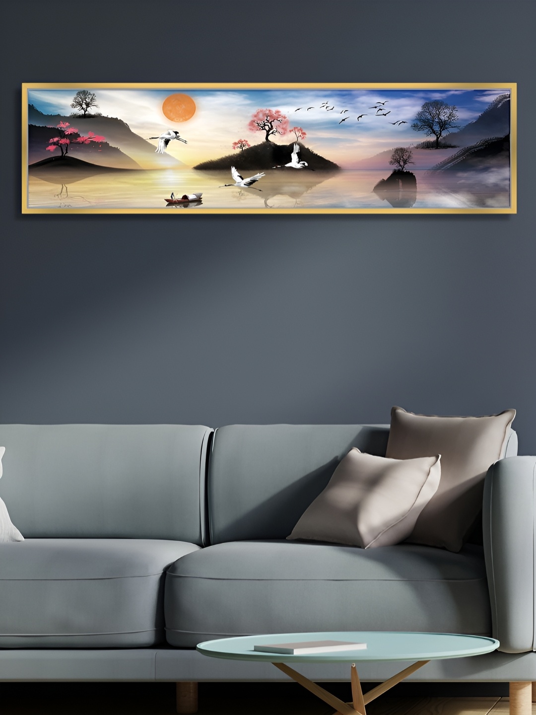 

Myntra Elegant Homes White & Black Scenic Sunrise Canvas Wall Painting