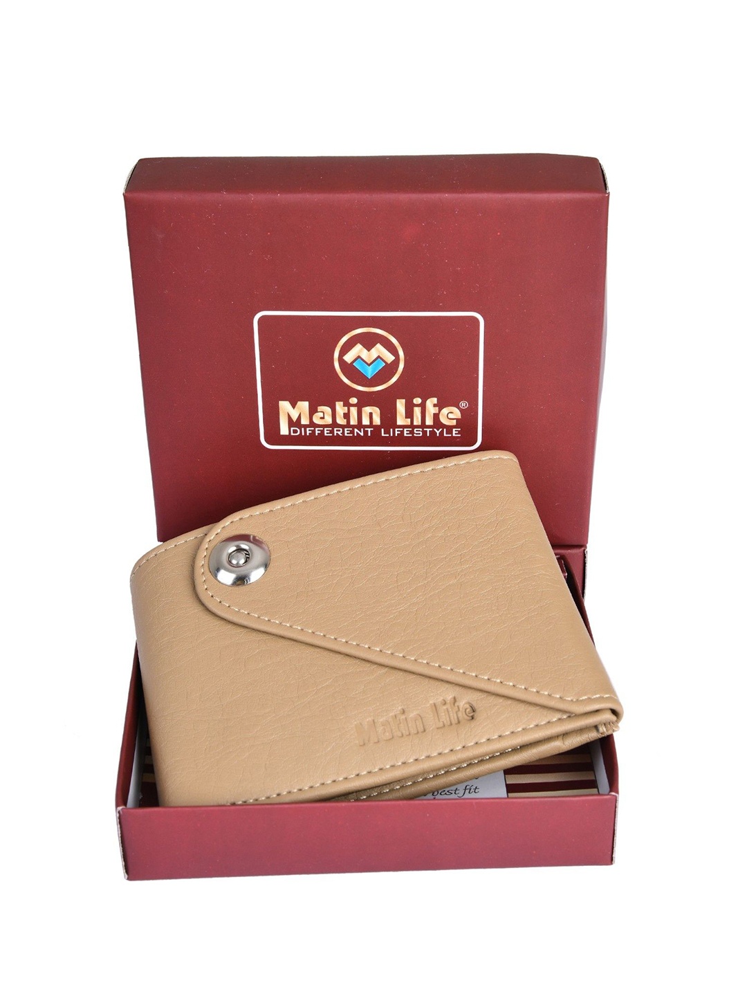 

MATIN LIFE Men PU Three Fold Wallet, Cream