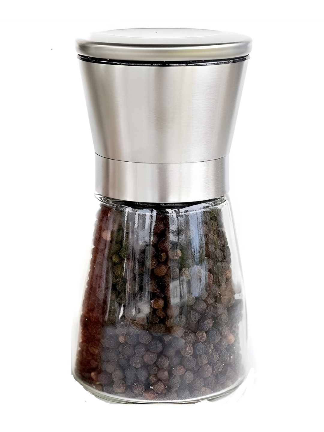 

Baskety Transparent & Silver Toned Stainless Steel Pepper Mill Grinder Shaker