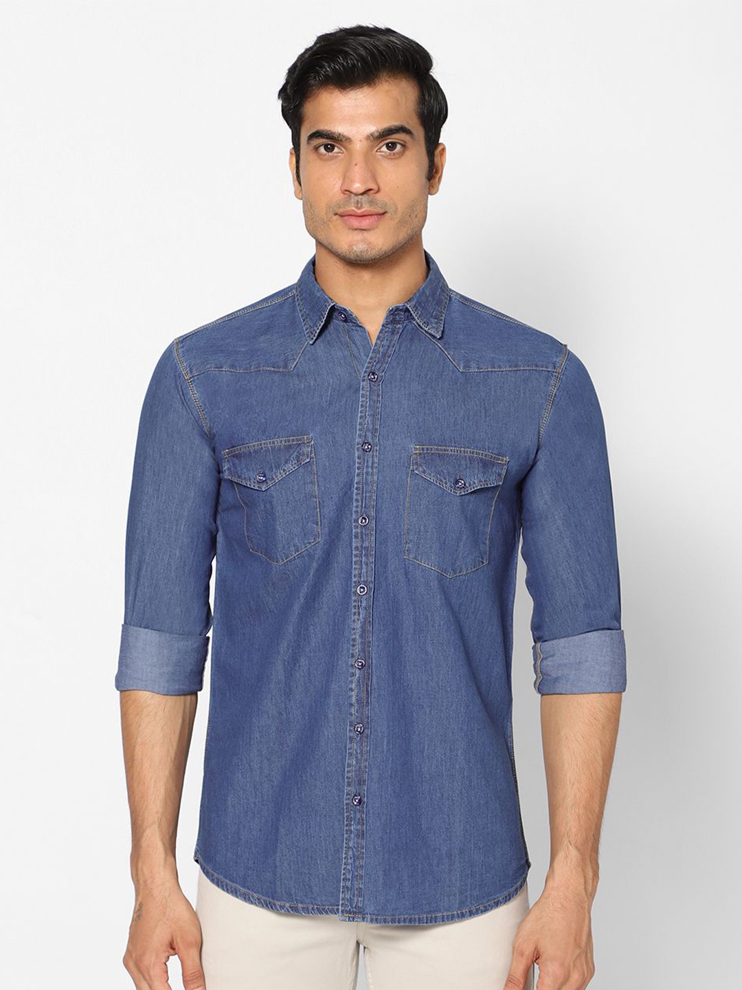 

TCI Men Classic Opaque Casual Shirt, Navy blue