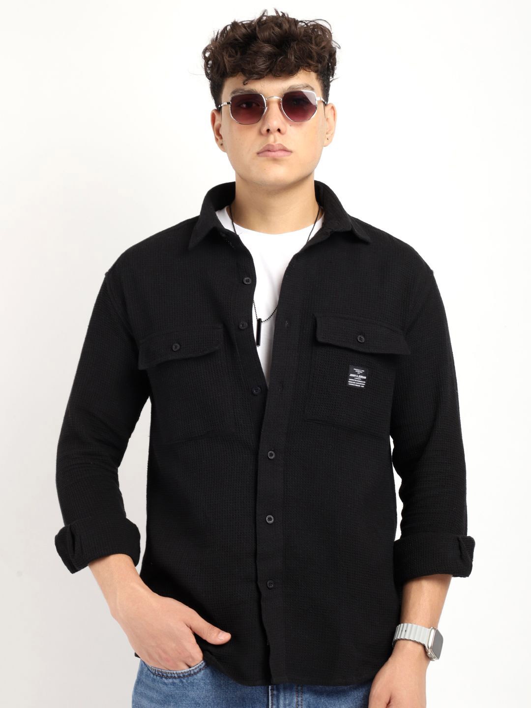 

JIMMY & JORDAN Men Standard Opaque Casual Shirt, Black