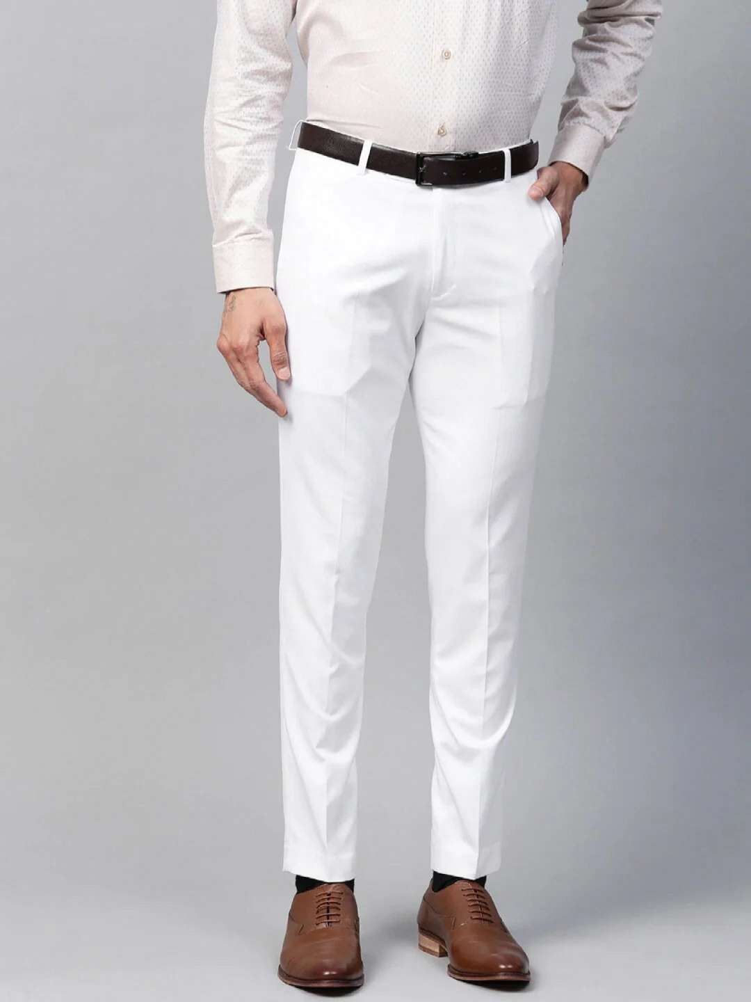 

Haul Chic Men Relaxed Straight Leg Slim Fit Trousers, Off white